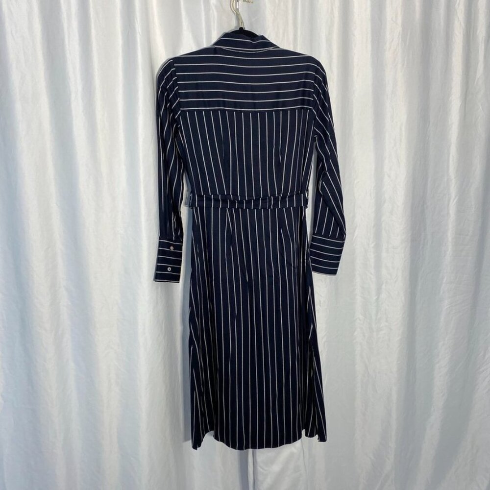 Tommy Hilfiger Belted Striped Shirt Dress Long Sleeve Navy Size 4 - Picture 15 of 16